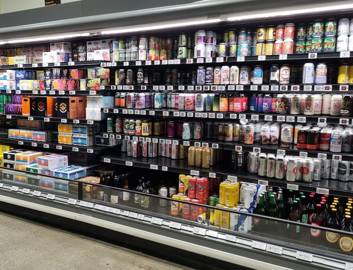 Grocery store liquor display