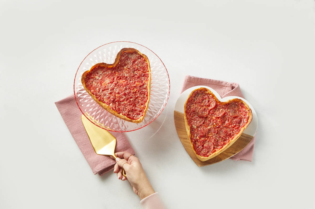 Lou Malnati's deep dish heart pizzas