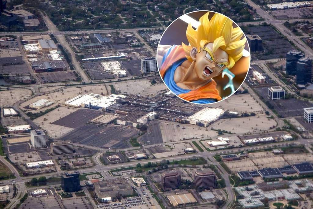 Images of Woodfield Mall and a Dragon Ball figurine