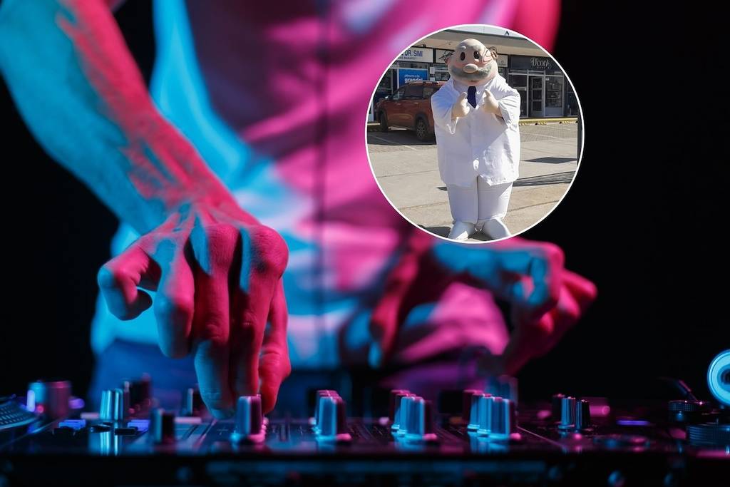 El Dr. Simi y la imagen de una mesa de DJ