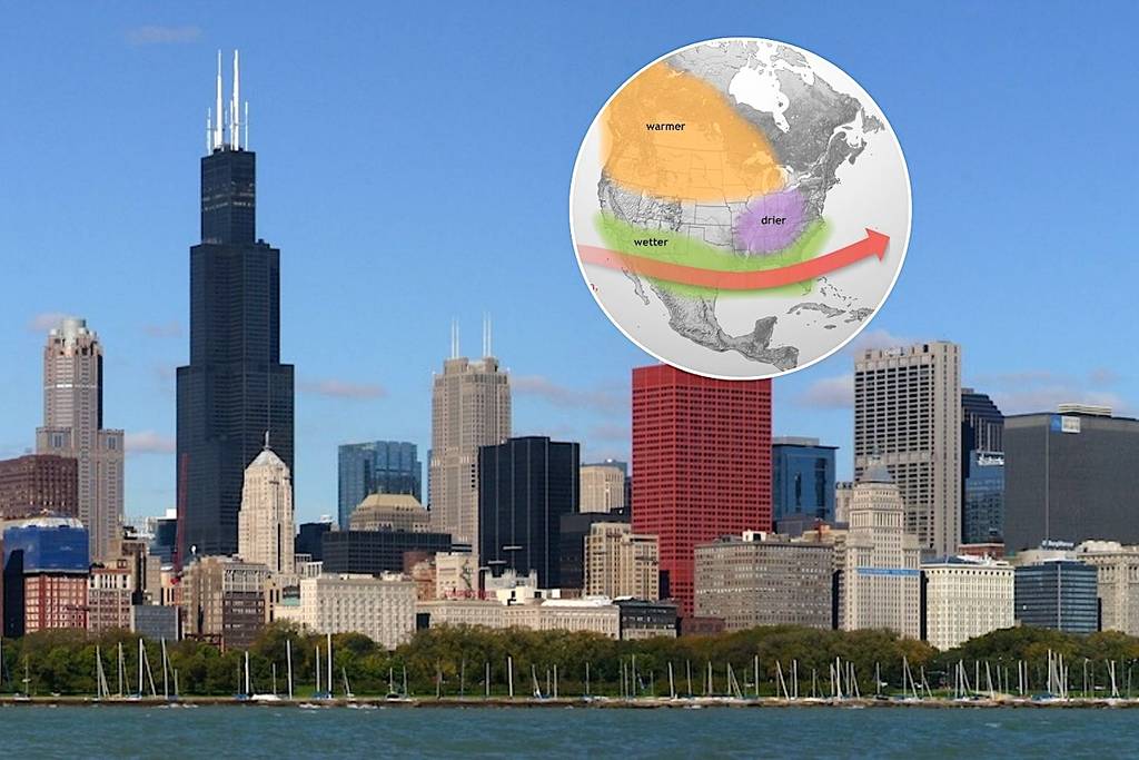 Chicago skyline and el nino graphic