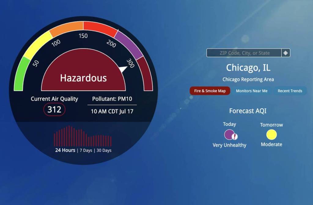 Chicago Air Quality Friday, July 17