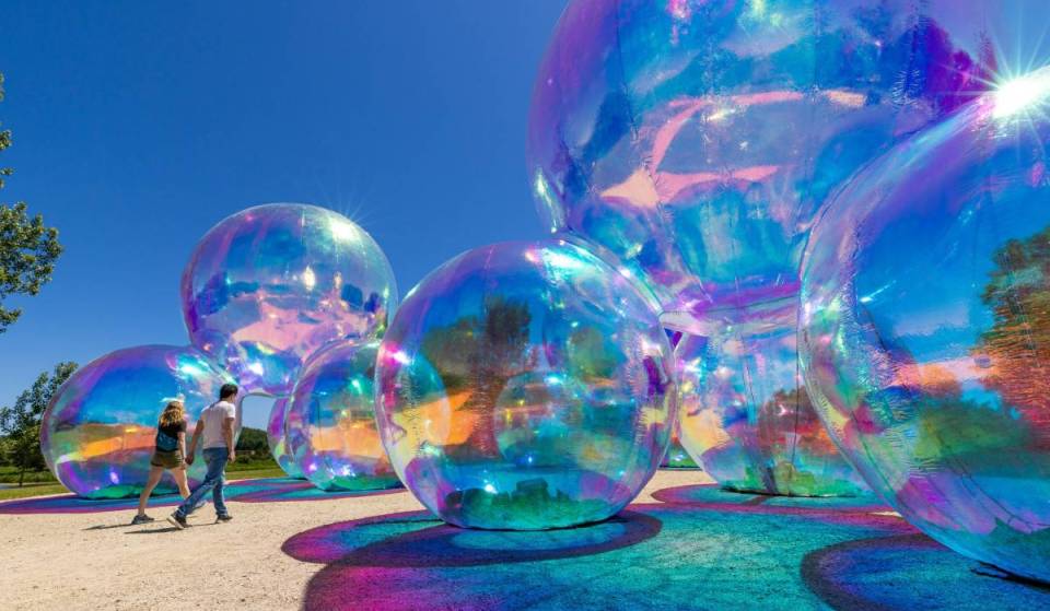 1 hour from Chicago—you can see this massive, iridescent bubble installation, which marks its first-ever appearance in a U.S. botanical garden