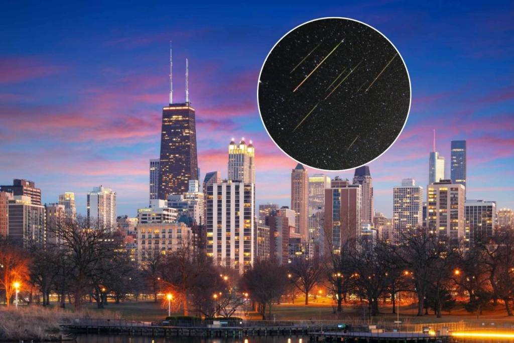 Chicago and image of Perseid Meteors