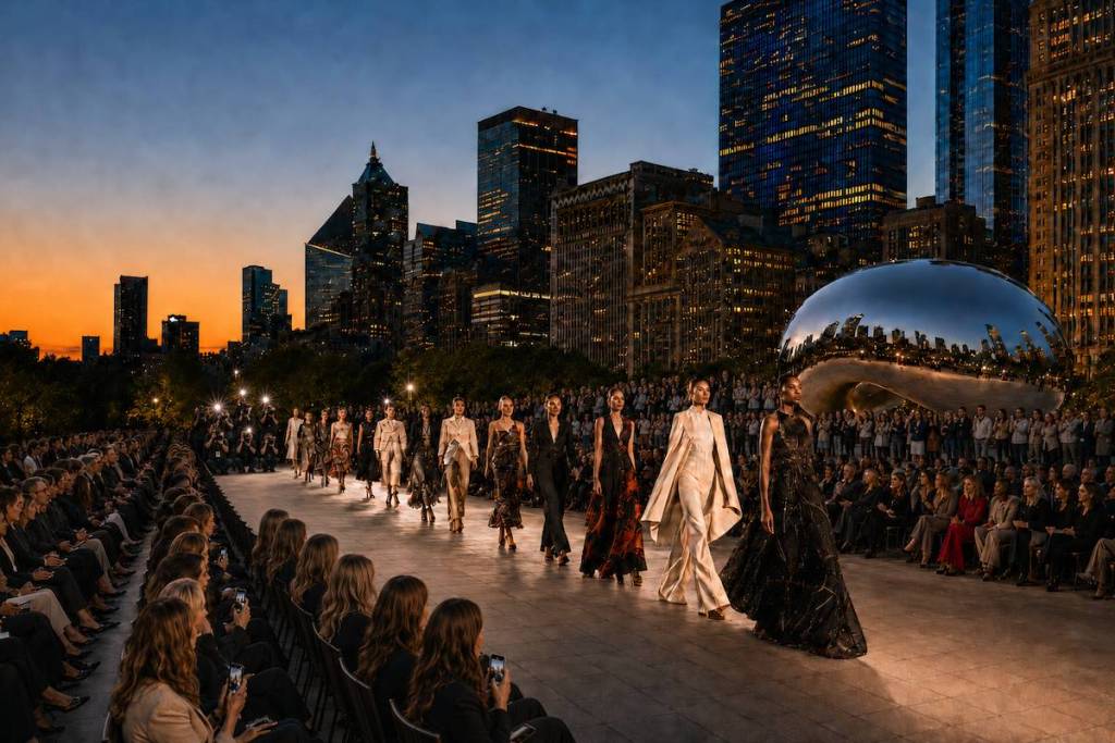 Imagen del desfile de moda en «The Bean»