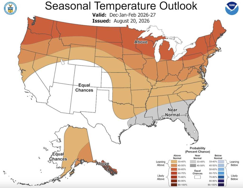NOAA 2026-27 seasonal outlook graph