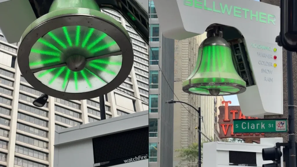 After years out of operation, Chicago’s historic 1950s Weather Bell is back at Monroe and Clark—here is what its red, blue, and green lights mean