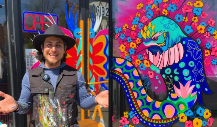 A trail of 14 alebrije window murals transforms Clark Street storefronts into a colorful self-guided art walk in Rogers Park
