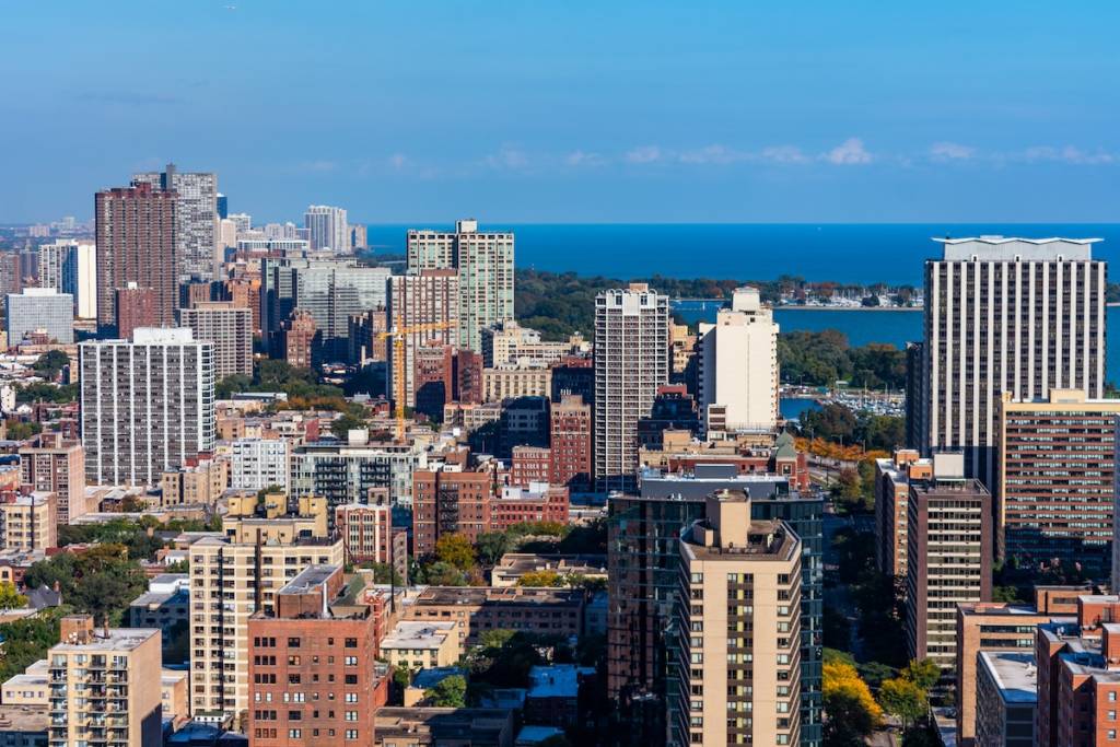 Aerial view of Lakeview, Chicago