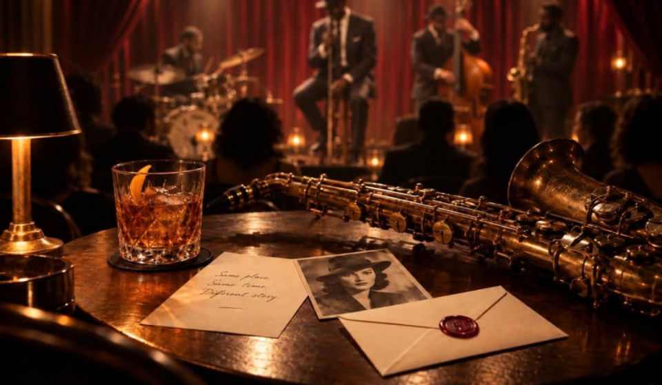 Dimmed lights, double bass, and a hidden killer: Inside the cinematic Jazz Detective Club where you have 75 minutes to crack the case over cocktails at The Den Theatre