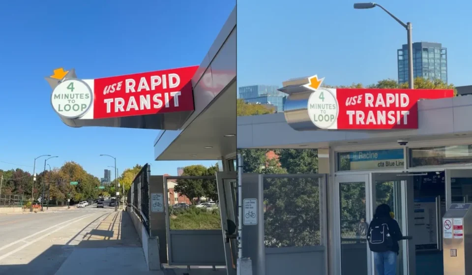 Restored 1958 CTA neon sign video at Racine Blue Line