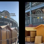 Wrigleyville Christkindlmarket setup at Gallagher Way