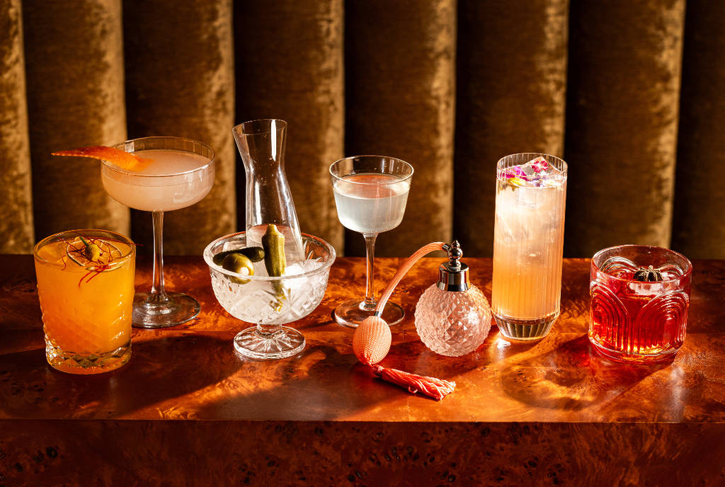Image shows the cocktail selection from Delilah Dallas.