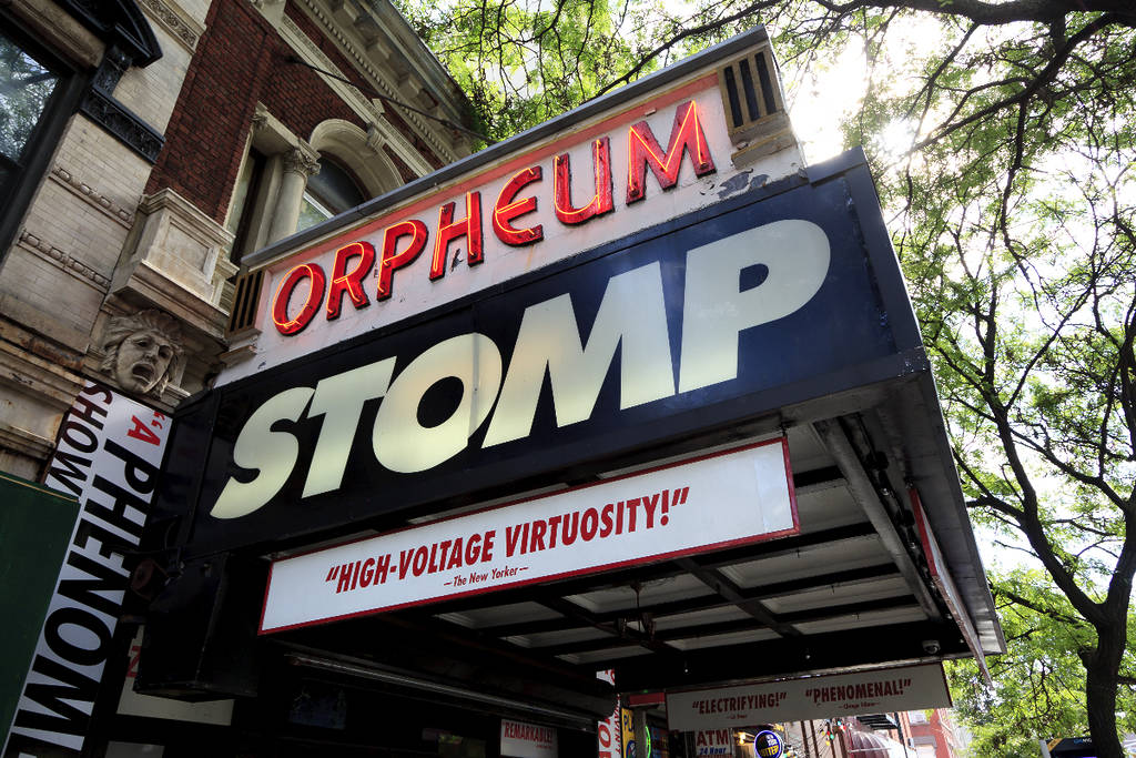 Image shows the marquee at the Orpheum advertising 