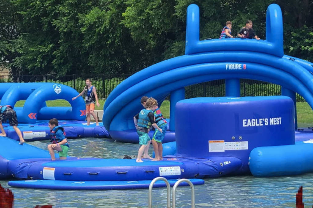 Image shows the Aqua Park at Hydrous Wake Park in Little Elm.