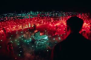 Guests navigate the spooky grounds at Forest of Shadows