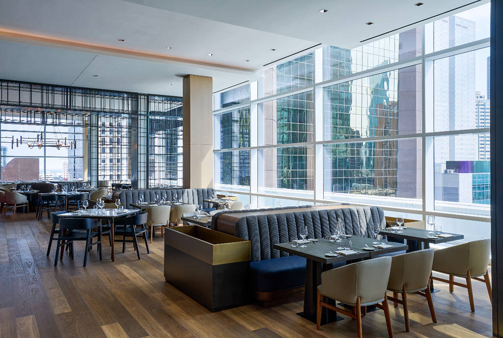 Image shows the interior of the JW Steakhouse at the JW Marriott in Dallas.