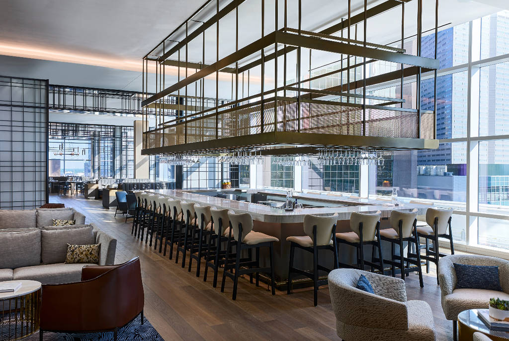 Image shows the bar area at JW Steakhouse at JW Marriott in Dallas.