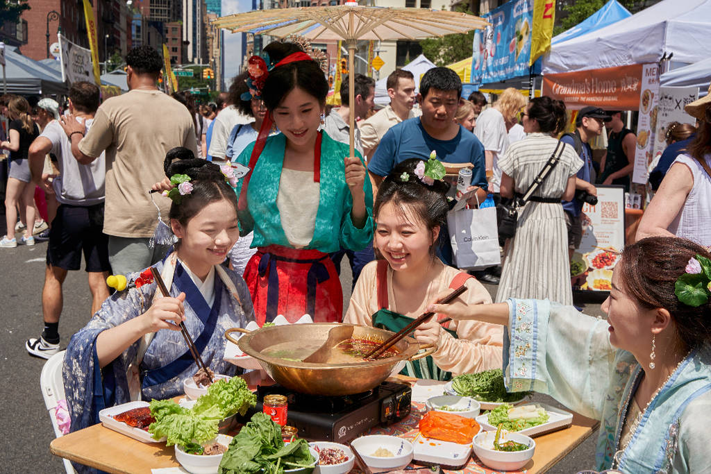Image shows a group of Asian women dining at Panda Fest
