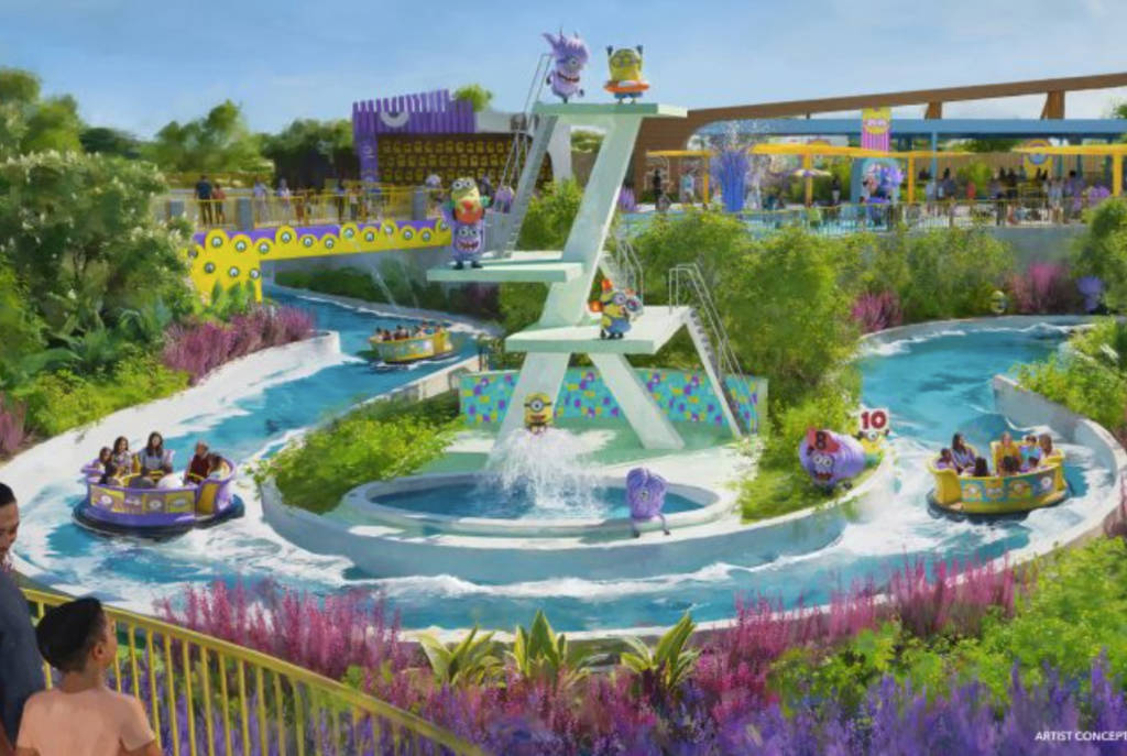 Rendering shows a concept water attraction of Universal Kids Resort in Frisco, Texas.