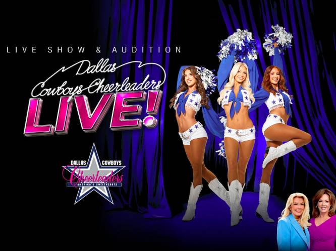 Poster advertises the Dallas Cowboys Cheerleaders LIVE! live show and audition.