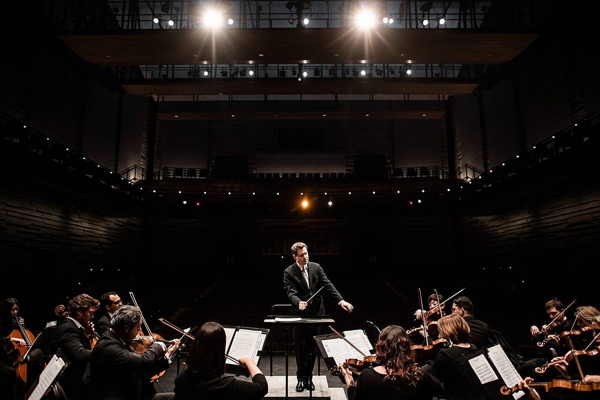 Dallas Chamber Symphony, Richard McKay conductor, from the stage of Moody Performance Hall