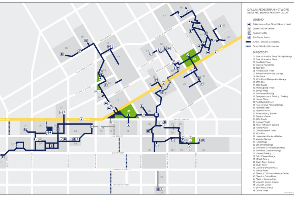 Image shows a map of the Dallas underground. 