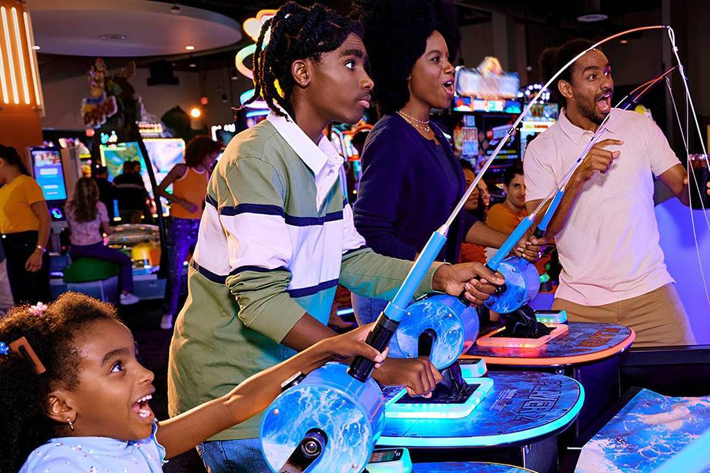 family at Dave & Buster's
