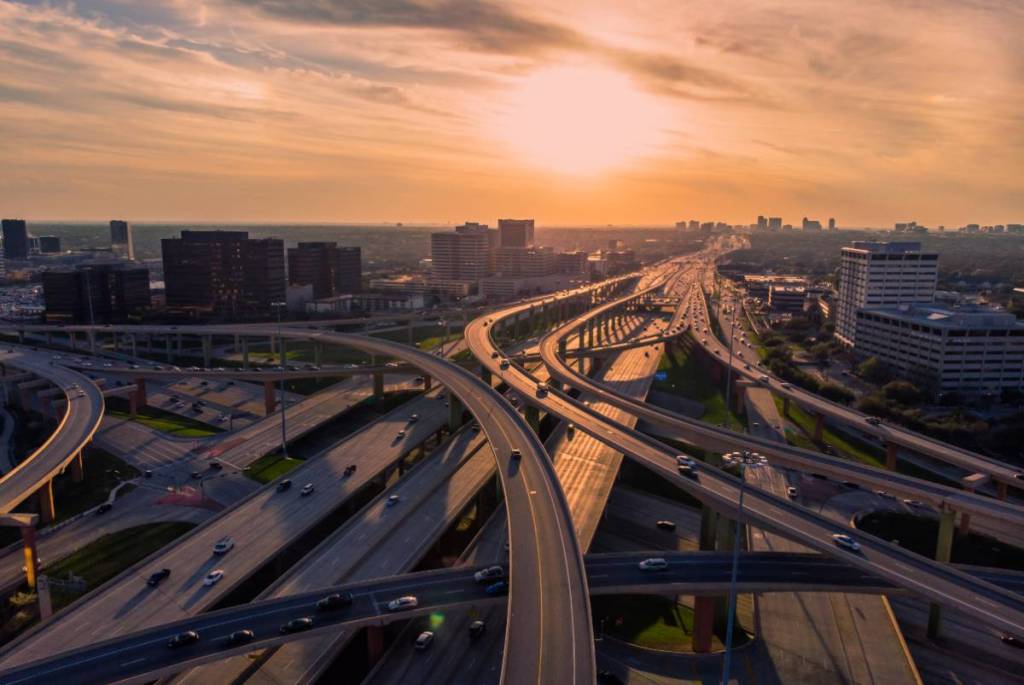 Image shows a Dallas highway system. 