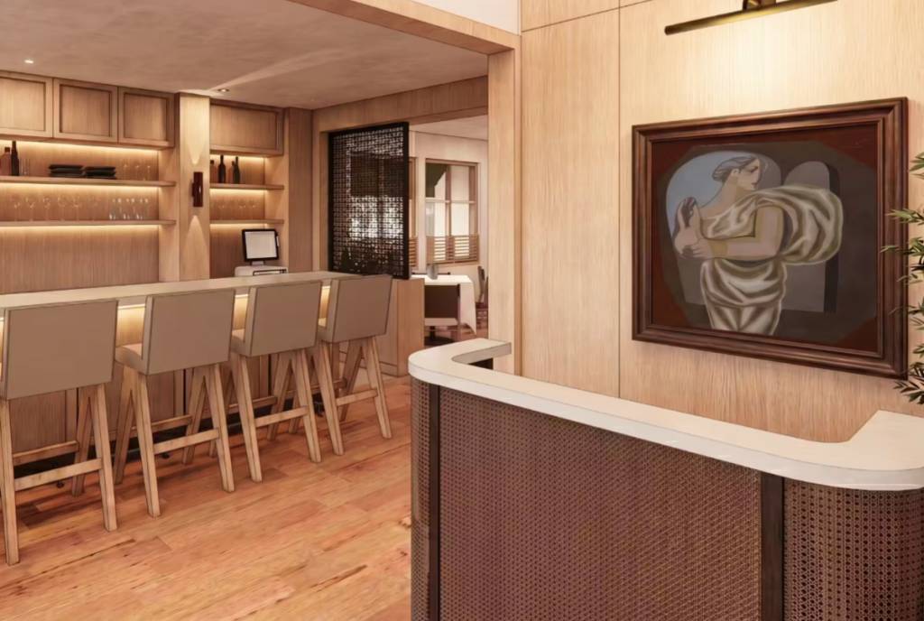 La imagen muestra una representación del futuro restaurante Masía en Dallas.