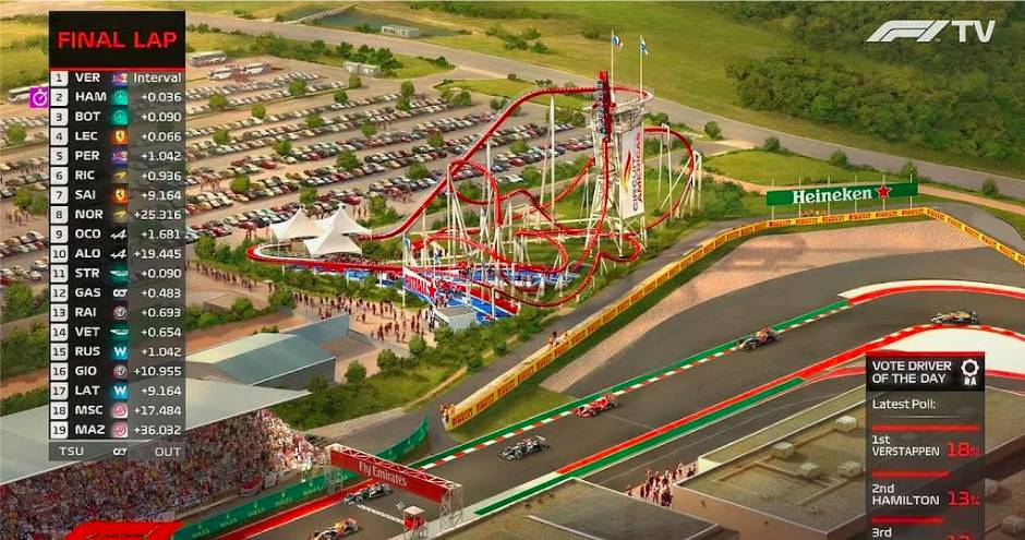 La imagen muestra la montaña rusa «Circuit Breaker» en COTALAND, Texas. 