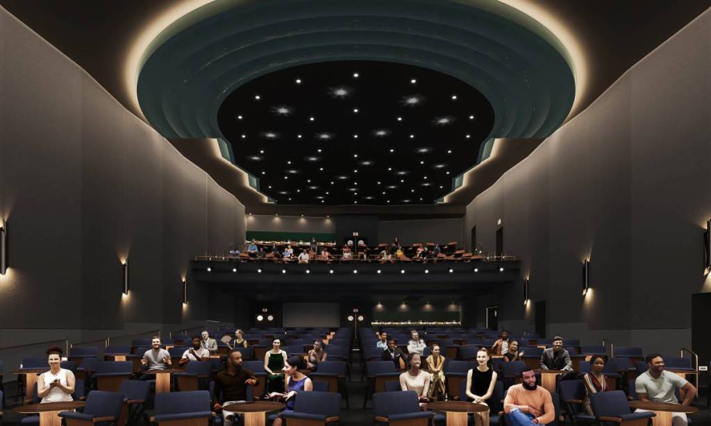 Rendering shows the audience area of the Dallas Forest Theater.