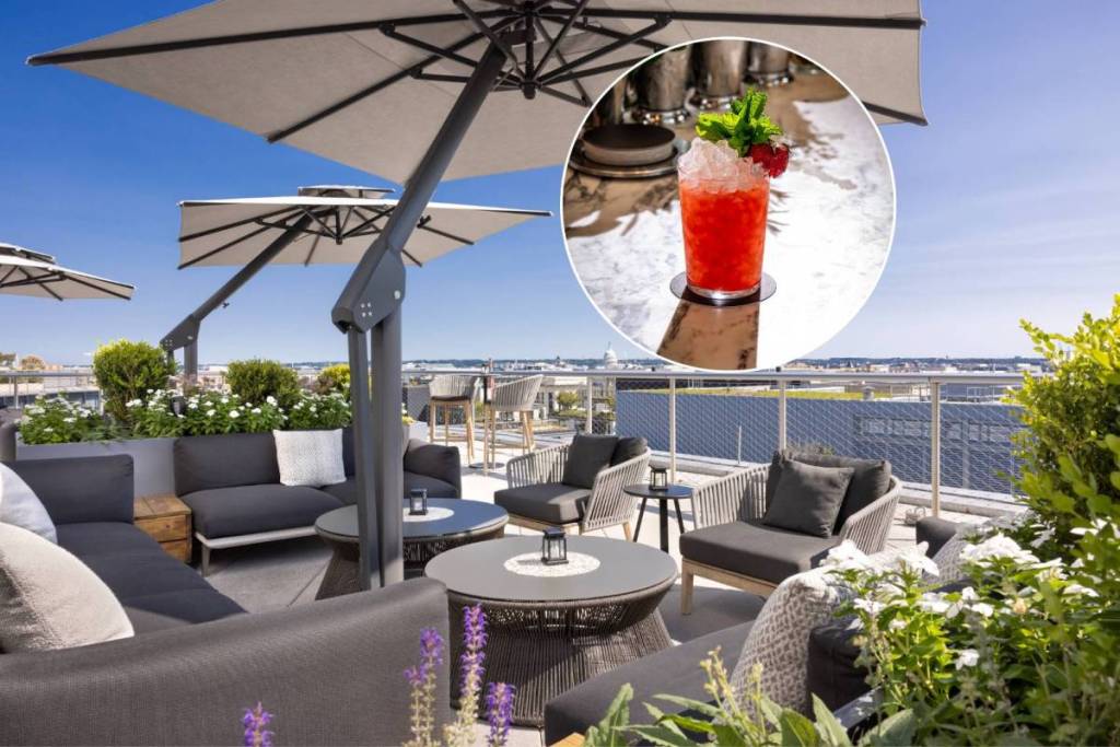 Conrad rooftop and cocktail close-up from ART DC