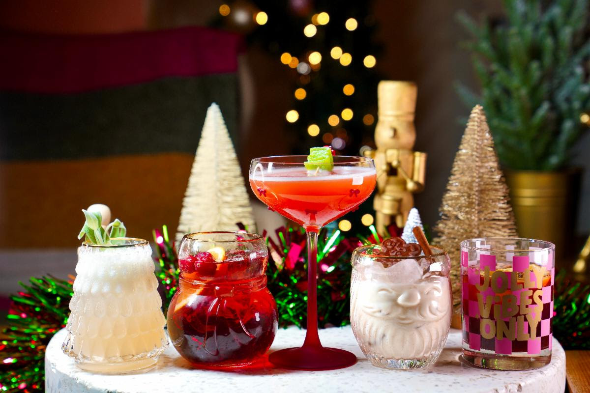 array of festive cocktails