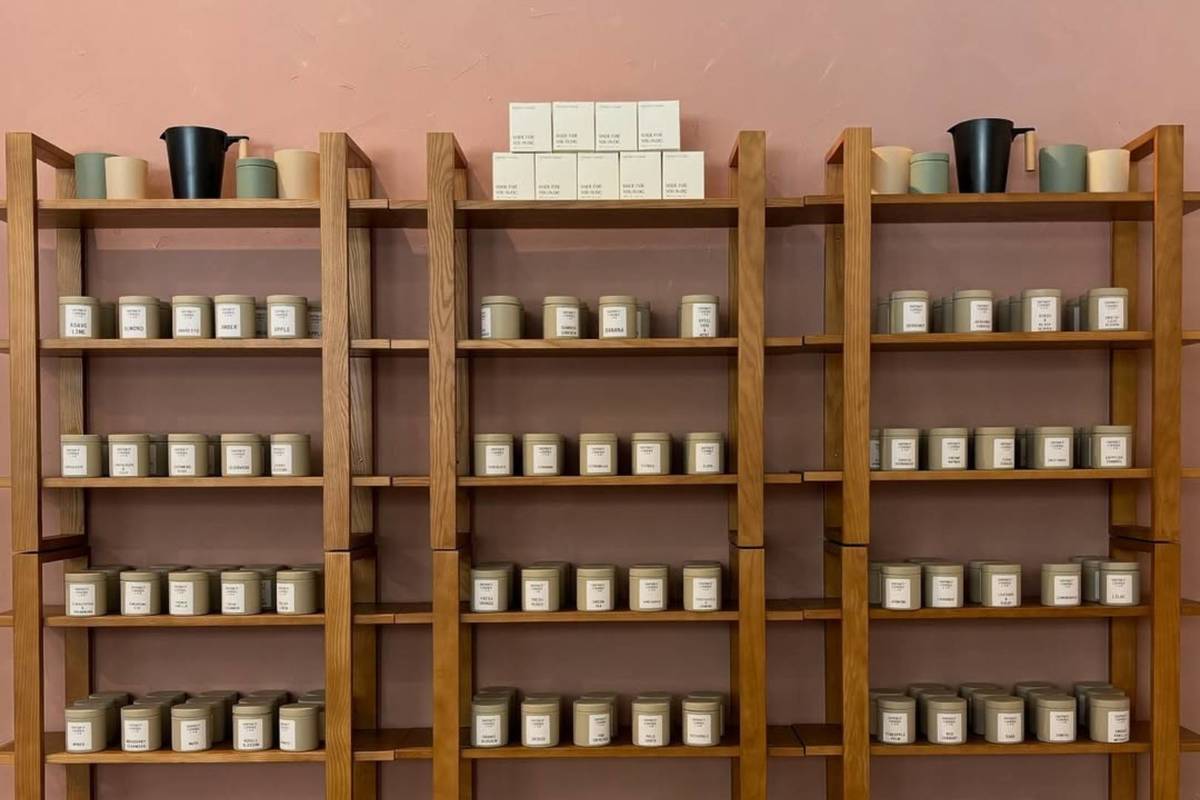 shelf at District Candle Lab