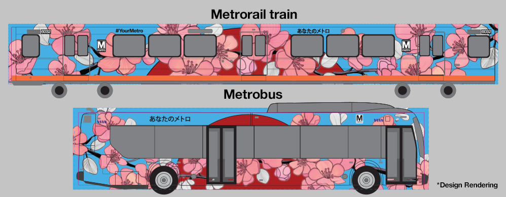 2025 cherry blossom themed train and buses