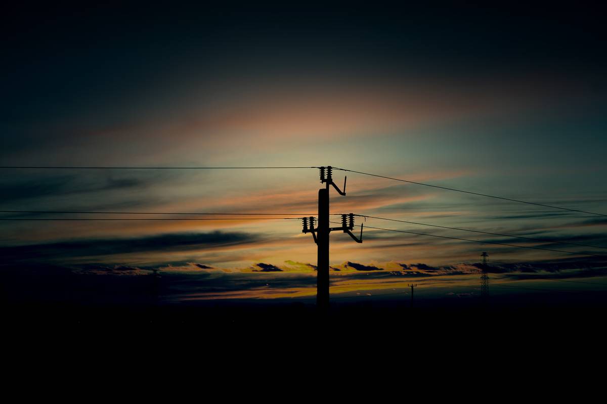 blackout concept with dark colored electricity wires