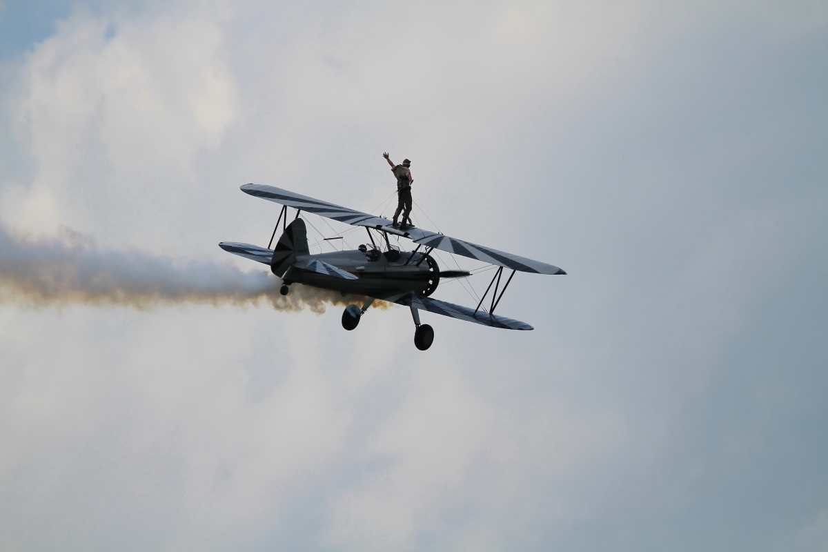 Wing Walker on an old Biplane