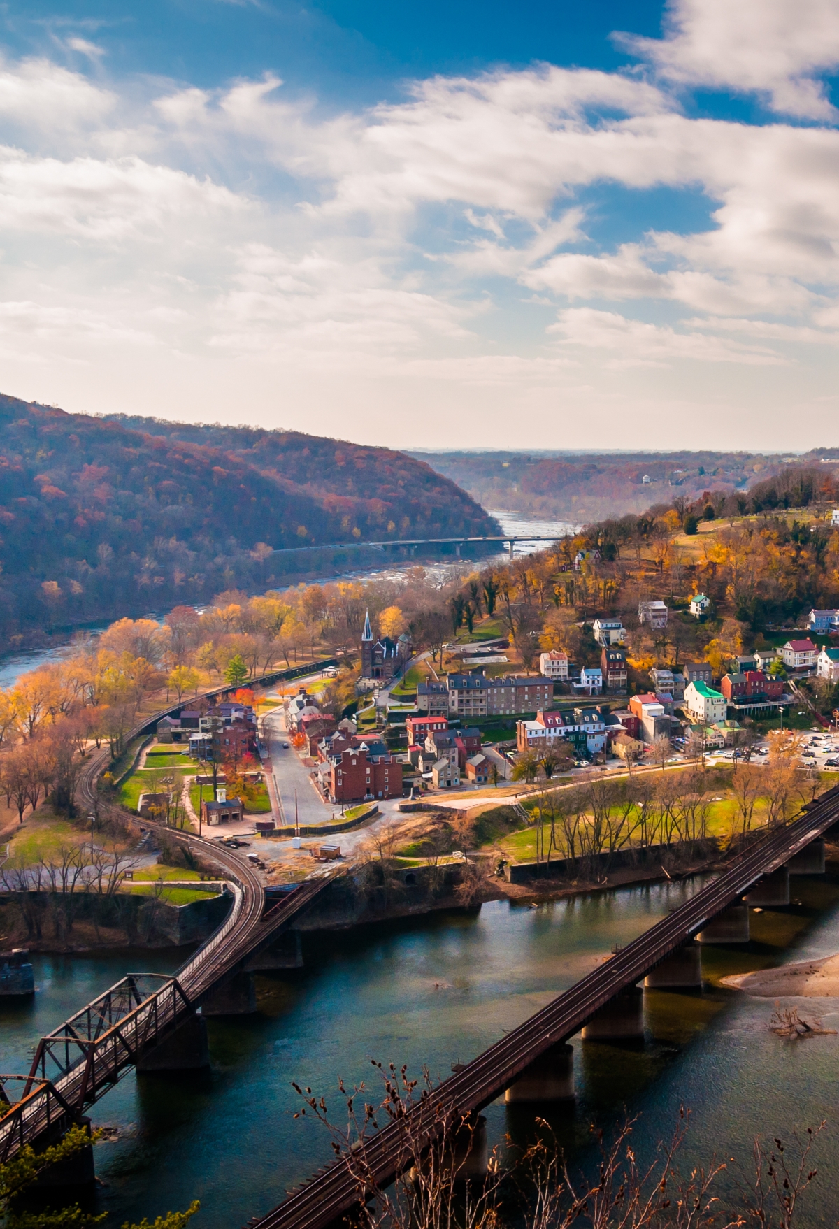View of Harper's Ferry and the Potomac RIver from Maryland Heights.
