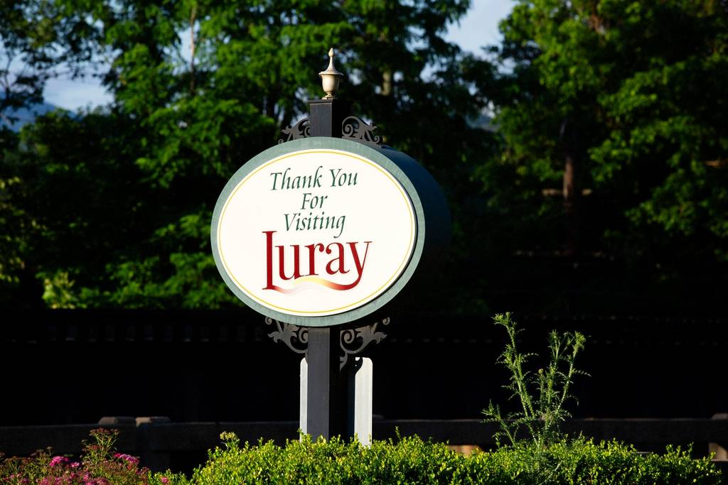Sign outside of Luray, Virginia"leaving Luray"