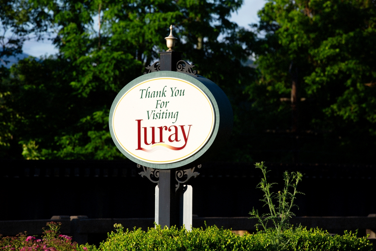 Sign outside of Luray, Virginia"leaving Luray"