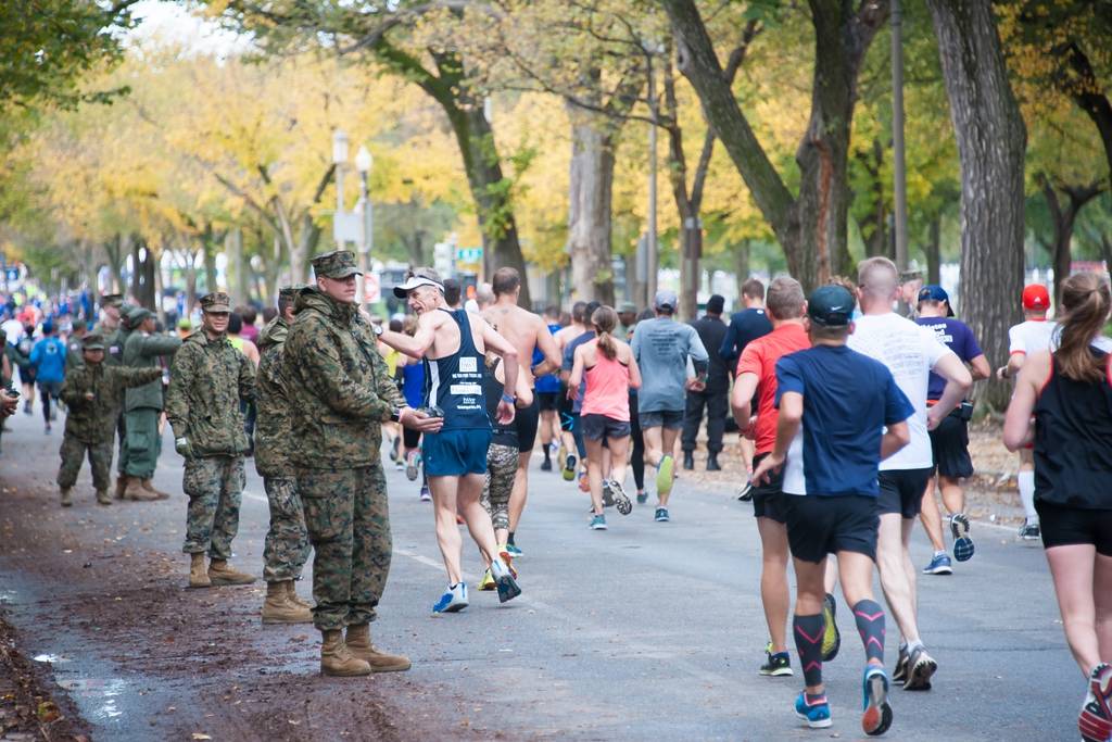Runners compete in the Marine Corps Marathon in Washington, D.C.