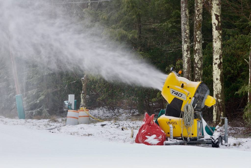 snow machine on a ski trail in Davis, West Virginia