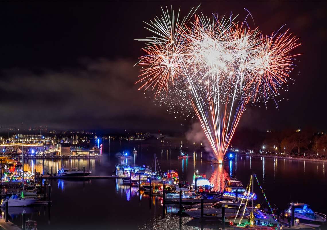 holiday boat parade at the wharf