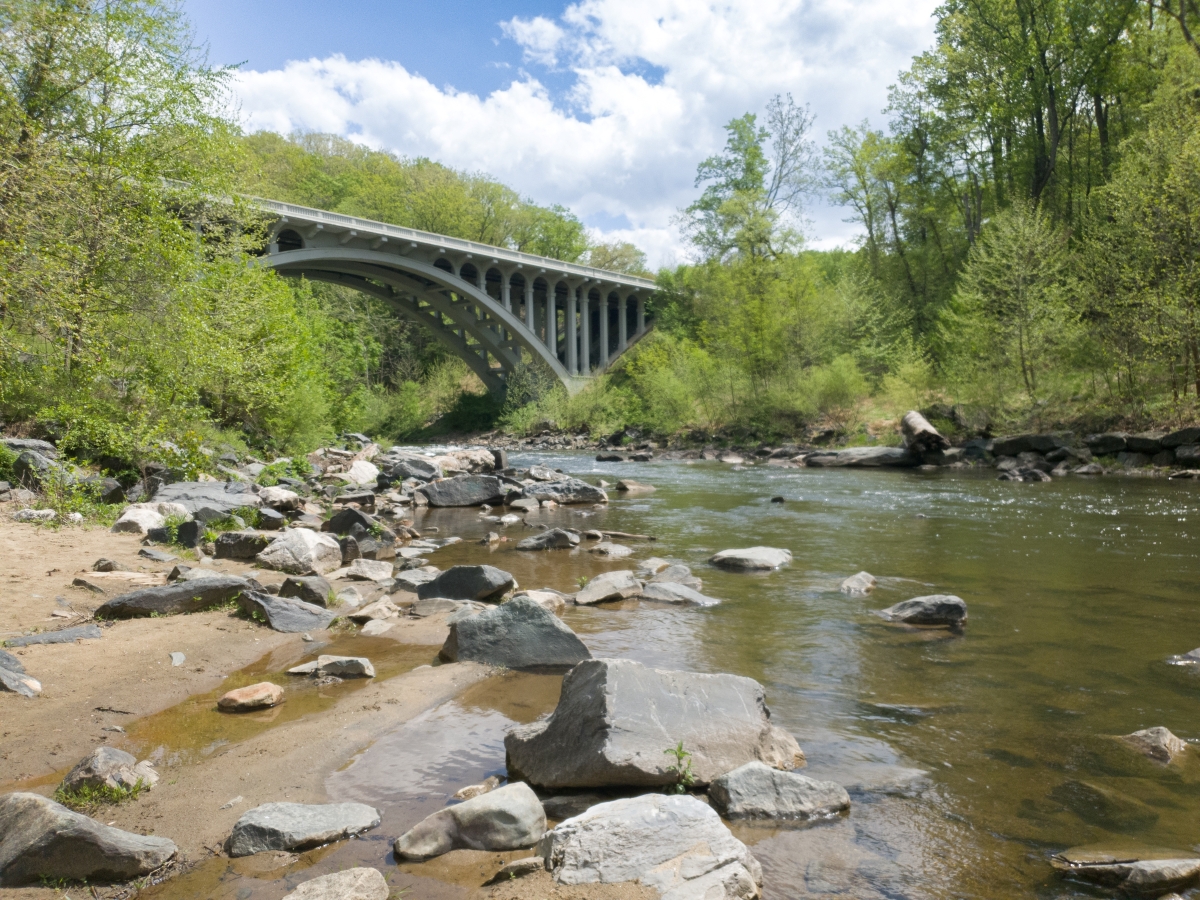 Route 40 bridge over patapsco river at former union dam site