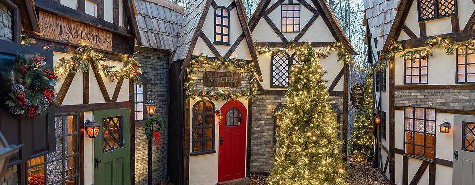 This Charming Christmas Village An Hour Away Is Free To Visit And Full Of Holiday Vendors, Christmas Trees, And Even An Enchanting Trail Lit Up With Festive Lights