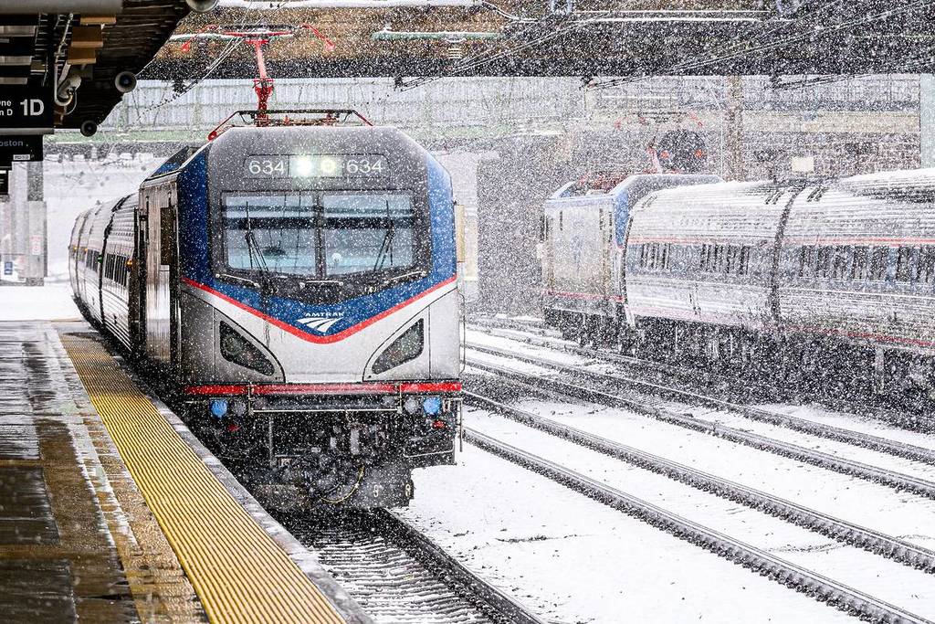amtrak train winter snow