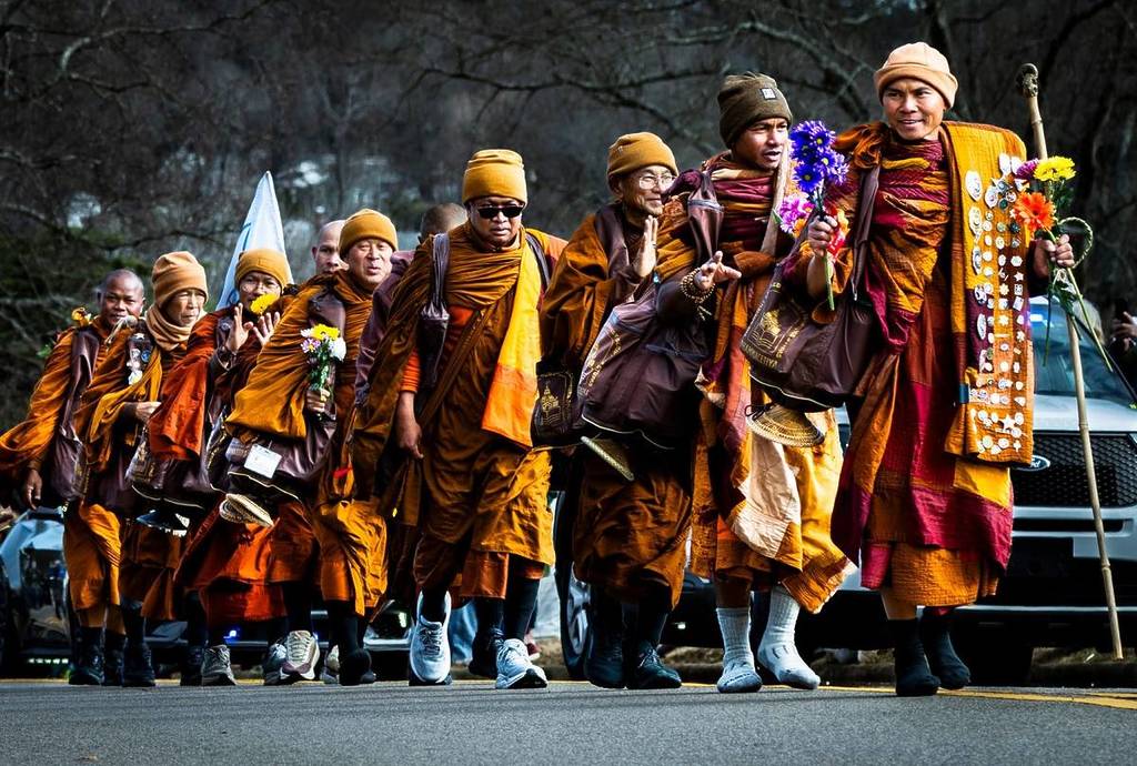 Buddhist monks walk for peace