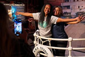 Guests explore the Titanic exhibition