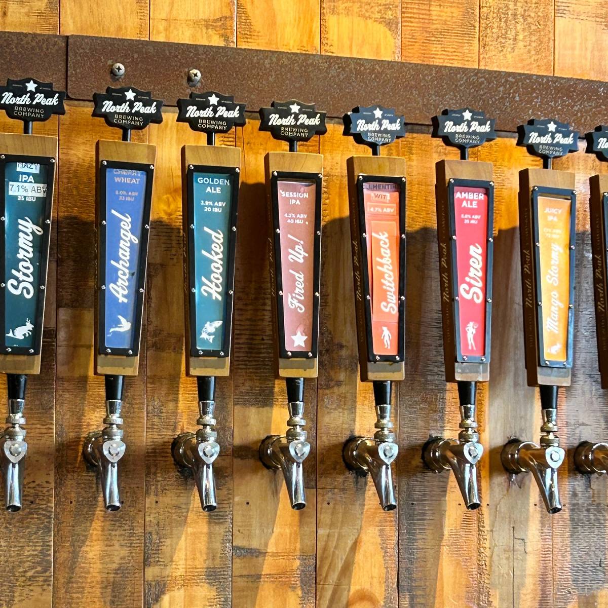 Beer taps at Jolly Pumpkin Pizzeria & Brewery in Detroit
